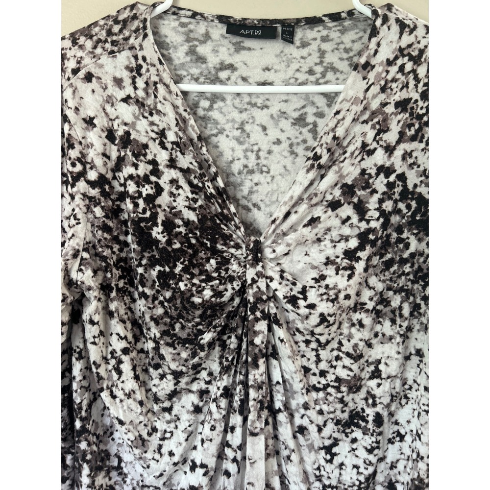 Apt 9 Petite L Abstract Print‎ Twist Front Top Blouse Long Sleeve - Picture 2 of 5